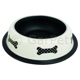 Edelstahl Hundenapf Katzennapf schwarz weiß 1,5 L