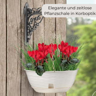 Blumenampel inkl. Kette und Wandhalterung Rattan Optik